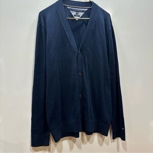 Tommy Hilfiger Men's Button-Front Signature Cardigan Sweater Navy Blue XL Preppy